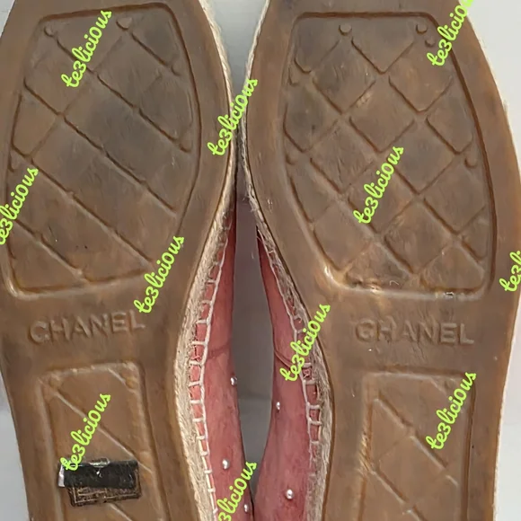 CHANEL 17B SUEDE PEARL PINK ESPADRILLES SIZE 38 *PRE-OWNED* - Picture 8 of 13